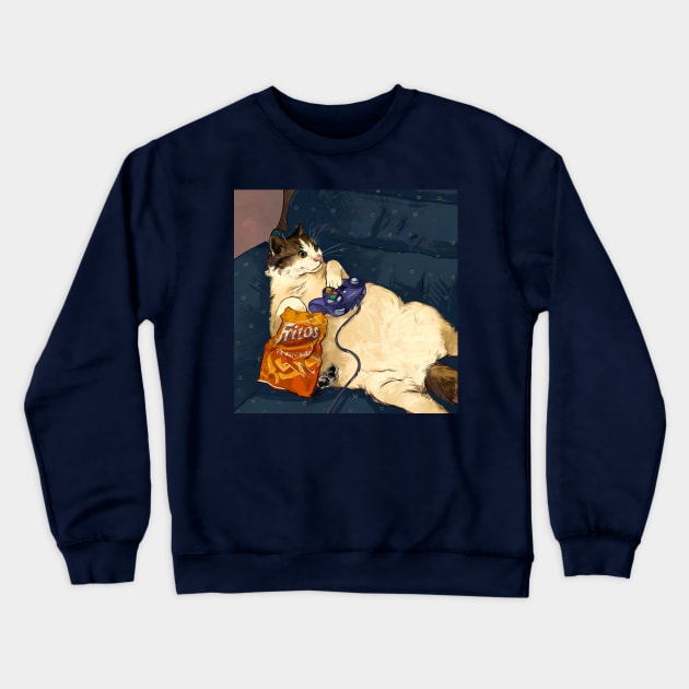 Gamer cat! (third in the series) Crewneck Sweatshirt by Catwheezie